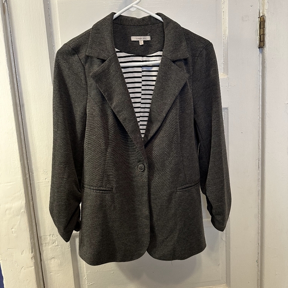 41 Hawthorn Women's Heathered Gray Jacket Blazer Sz L EUC, Stretch Comfy, Office - Picture 1 of 4